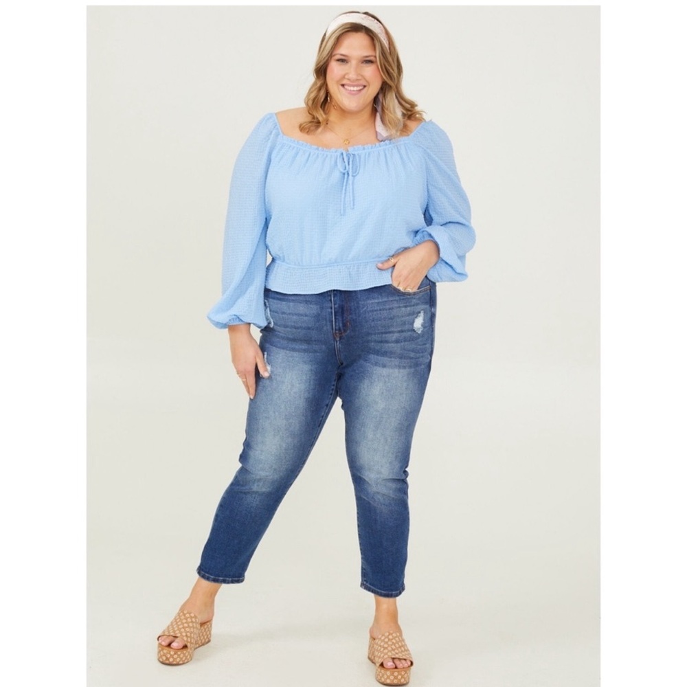 Arula Sky Blue Top Plus Size 3X